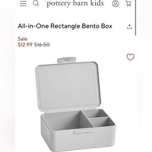 Pottery Barn Kids Light Gray All-in-One Rectangle Bento Box